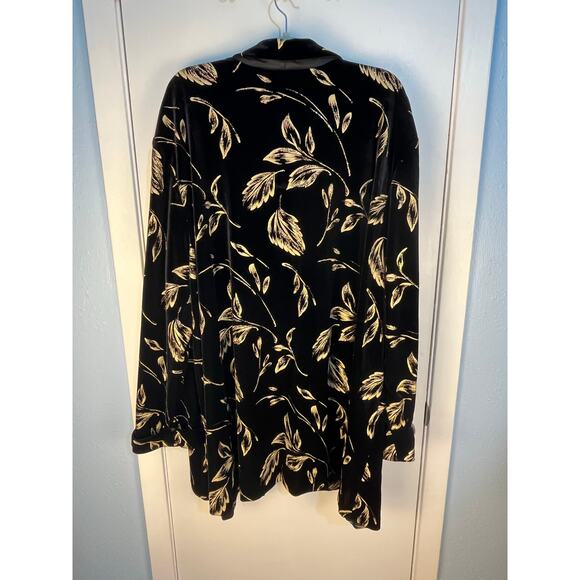 VTG Another Thyme Cardigan Jacket 4X Black Velvet Gold Glitter Leaves Whimsigoth - Picture 6 of 8